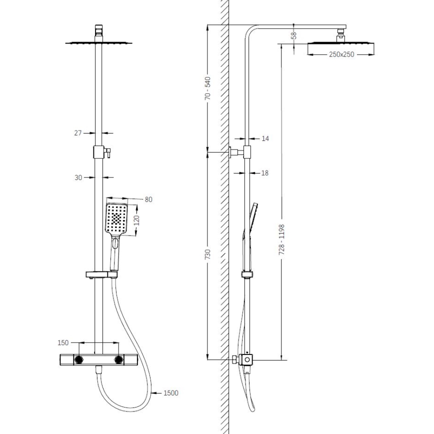 BAÑO DELUXE 31-120-06-70-00 - Conjunto de ducha con grifo termostático NAESBY latón cepillado