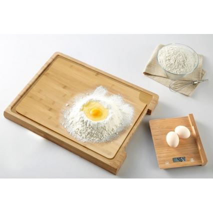 Báscula digital de cocina + tabla de cortar de bambú