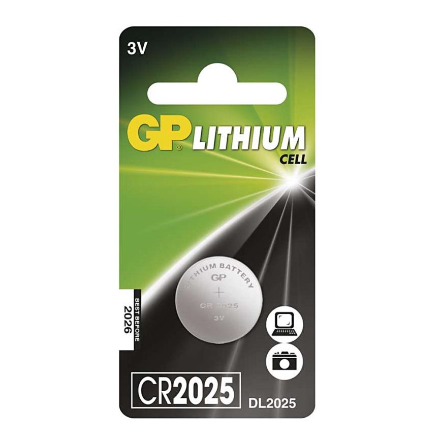 Batería de litio botón CR2025 GP LITHIUM 3V/170 mAh