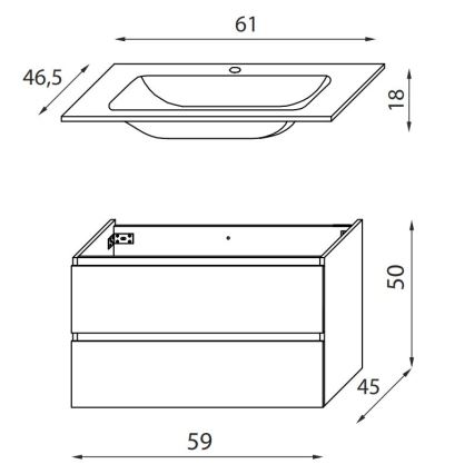 BATH DELUXE 03-060-63-01-01 - Mueble de baño con un lavabo KENWOOD 61 cm blanco mate