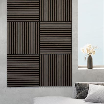 BATH DELUXE 54-060-08-84-12 - SET 4x Panel acústico de pared DANVIKEN 60x60 cm nogal