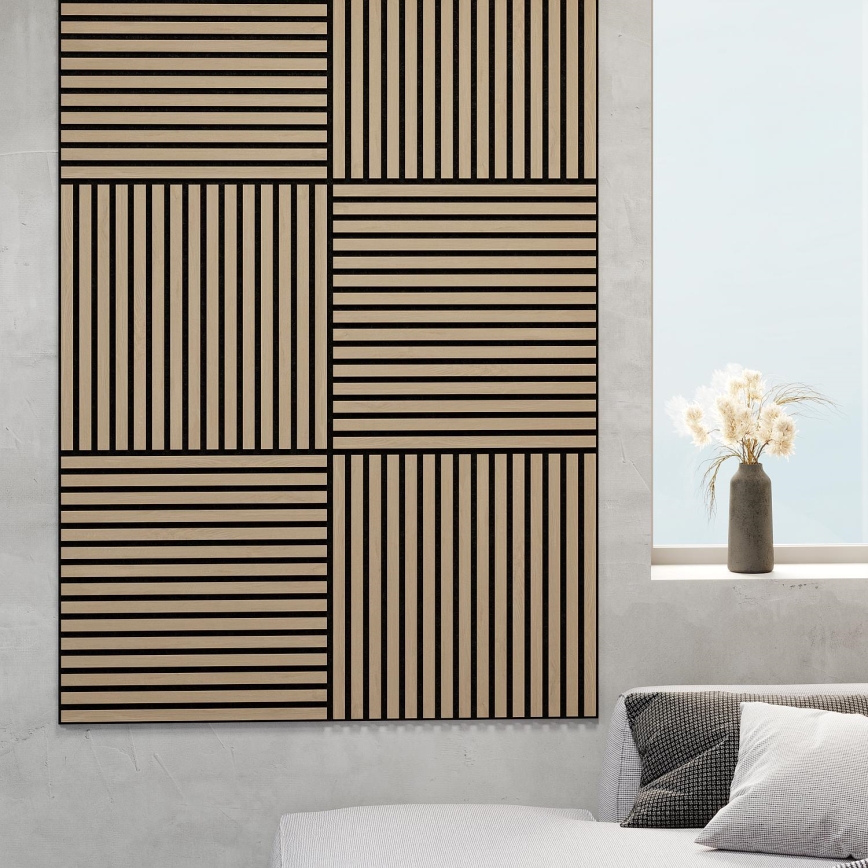 BATH DELUXE 54-060-08-86-12 - SET 4x Panel acústico de pared DANVIKEN 60x60 cm roble