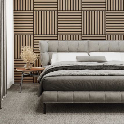 BATH DELUXE 54-060-08-86-12 - SET 4x Panel acústico de pared DANVIKEN 60x60 cm roble