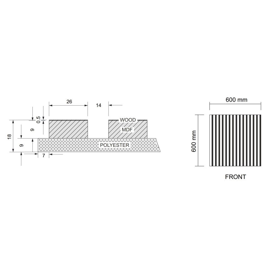 BATH DELUXE 54-060-08-86-12 - SET 4x Panel acústico de pared DANVIKEN 60x60 cm roble