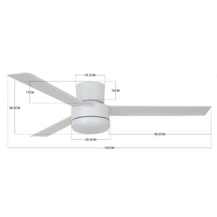 BAYSIDE 213036 - Ventilador de techo LED LAGOON GX53/17W/230V blanco + control remoto