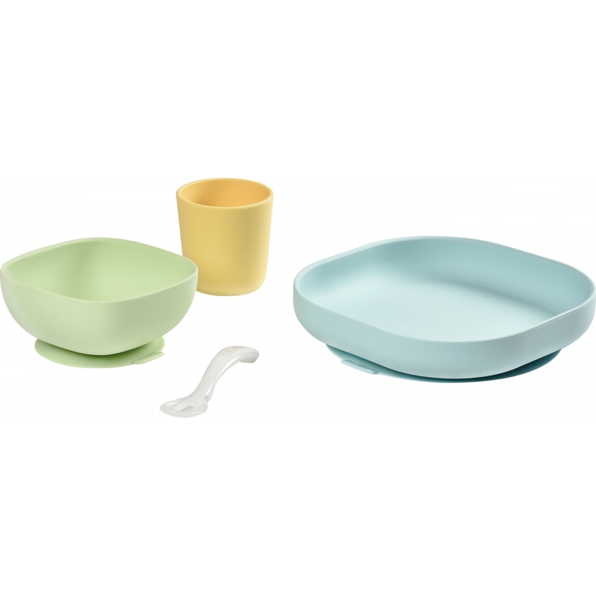 Beaba - Juego de comedor para niños Amarillo 4 piezas