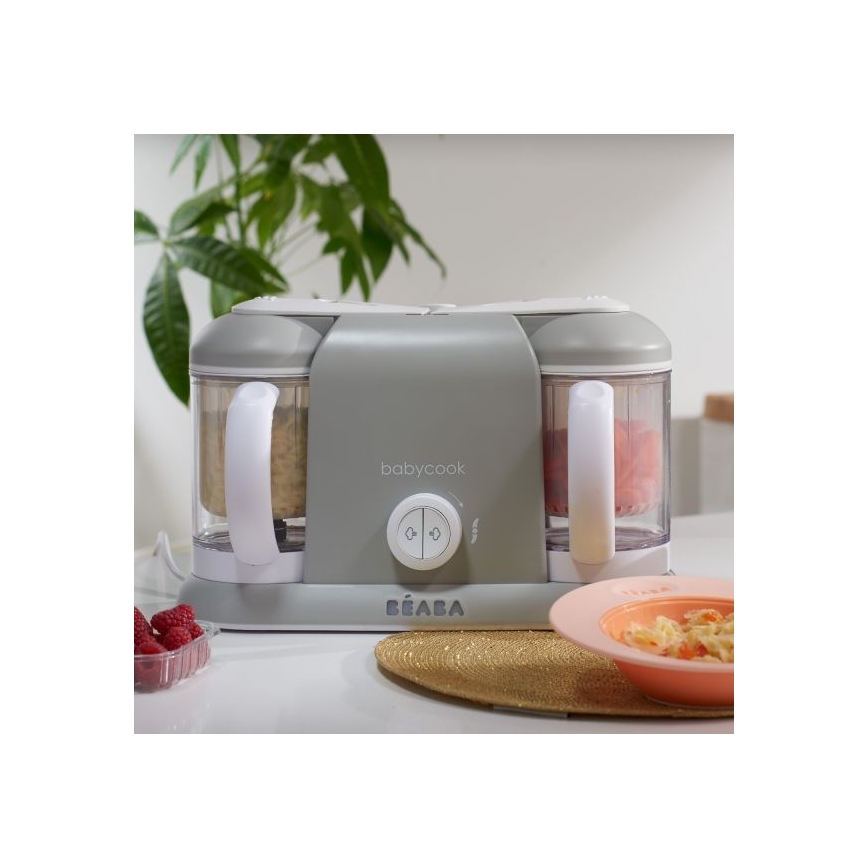 Beaba - Vaporera con batidora BABYCOOK PLUS gris