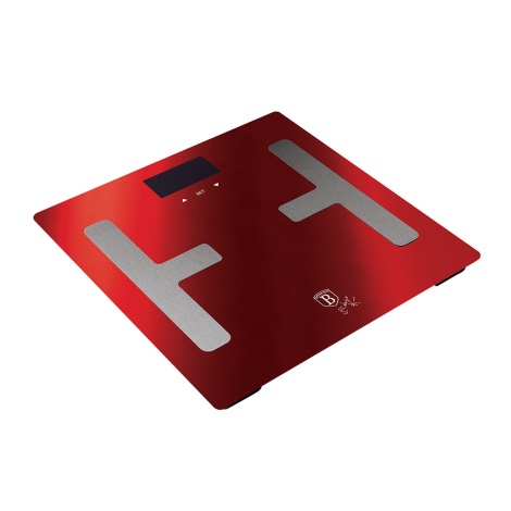 BerlingerHaus - Báscula personal con pantalla LCD 2xAAA rojo/cromo mate