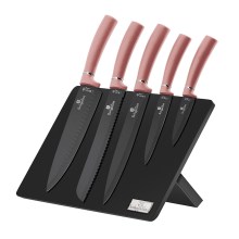 BerlingerHaus - Juego de cuchillos de acero inoxidable con soporte magnético 6 piezas acero inoxidable/oro rosa