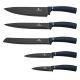 BerlingerHaus - Juego de cuchillos de acero inoxidable con soporte magnético 6 pzas azul/negro