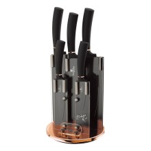 BerlingerHaus - Juego de cuchillos de acero inoxidable en soporte 6 piezas negro/cobre