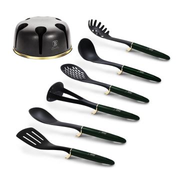 BerlingerHaus - Juego de utensilios de cocina con soporte 7 piezas verde/negro