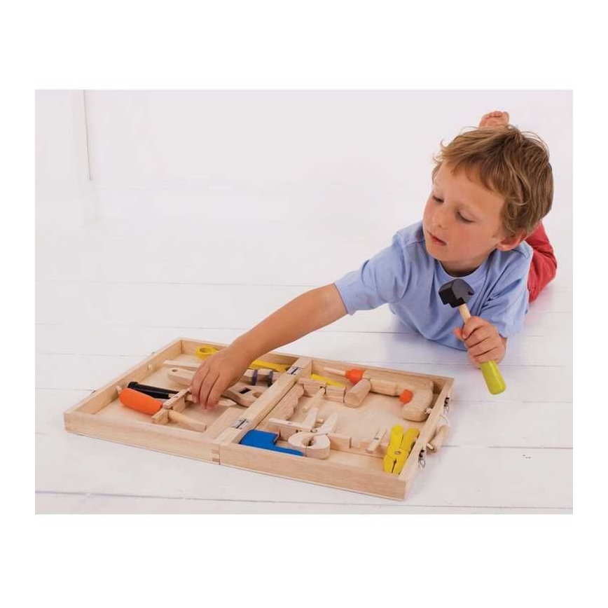 Bigjigs Toys - Caja de madera para herramientas