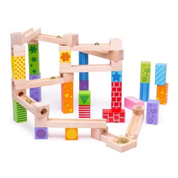 Bigjigs Toys - Pista de bolas de madera colorido