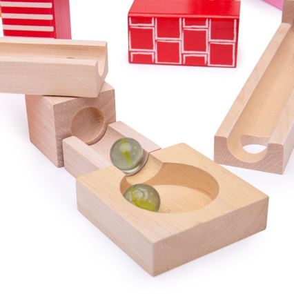 Bigjigs Toys - Pista de bolas de madera colorido