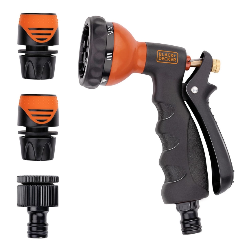 BLACK+DECKER - Pistola de riego con 3 conectores