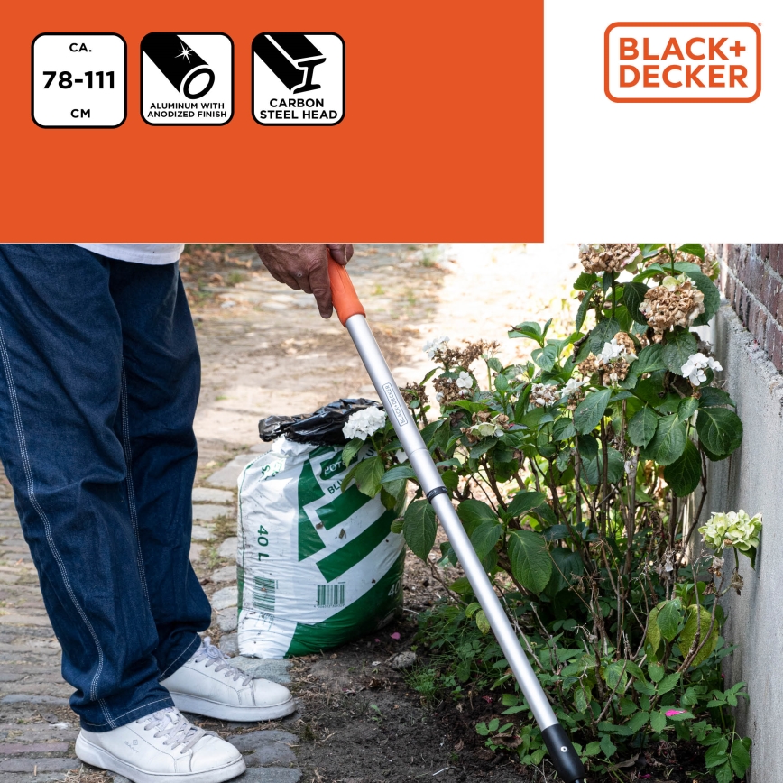 BLACK+DECKER - Telescópico rastrillo 78-111 cm