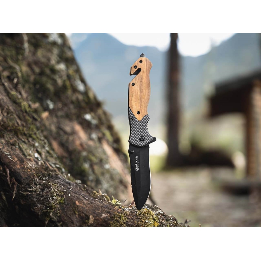 Böker - Navaja de bolsillo Magnum Blomkvist Olive 20,5 cm madera de olivo