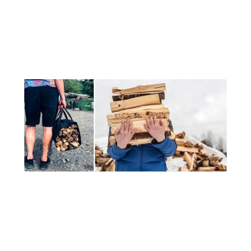 Bolsa para leña de chimenea 100x45 cm negro