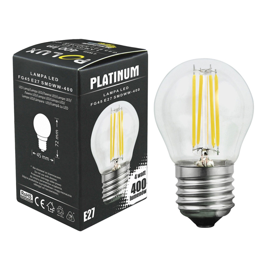 Bombilla LED 1xE27/4,5W/230V 3000K