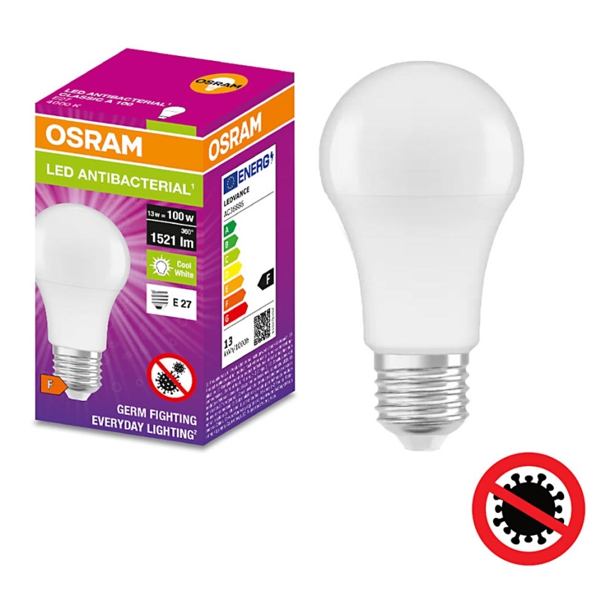 Bombilla LED antibacteriana A100 E27/13W/230V 4000K - Osram