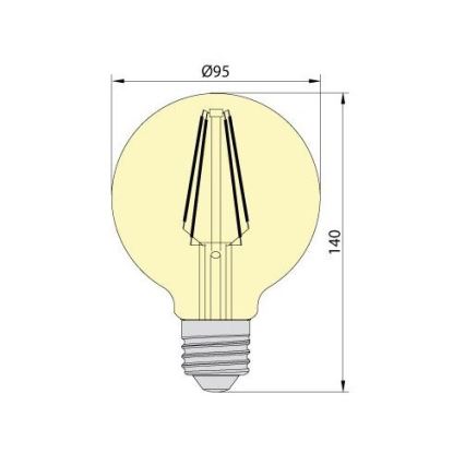 Bombilla LED CLASIC AMBER G95 E27/8W/230V 2200K - Brilagi