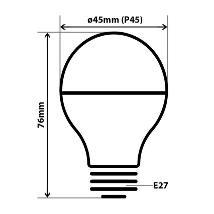 Bombilla LED con casquillo esférico de espejo DECOR MIRROR P45 E27/5W/230V 4200K plateada