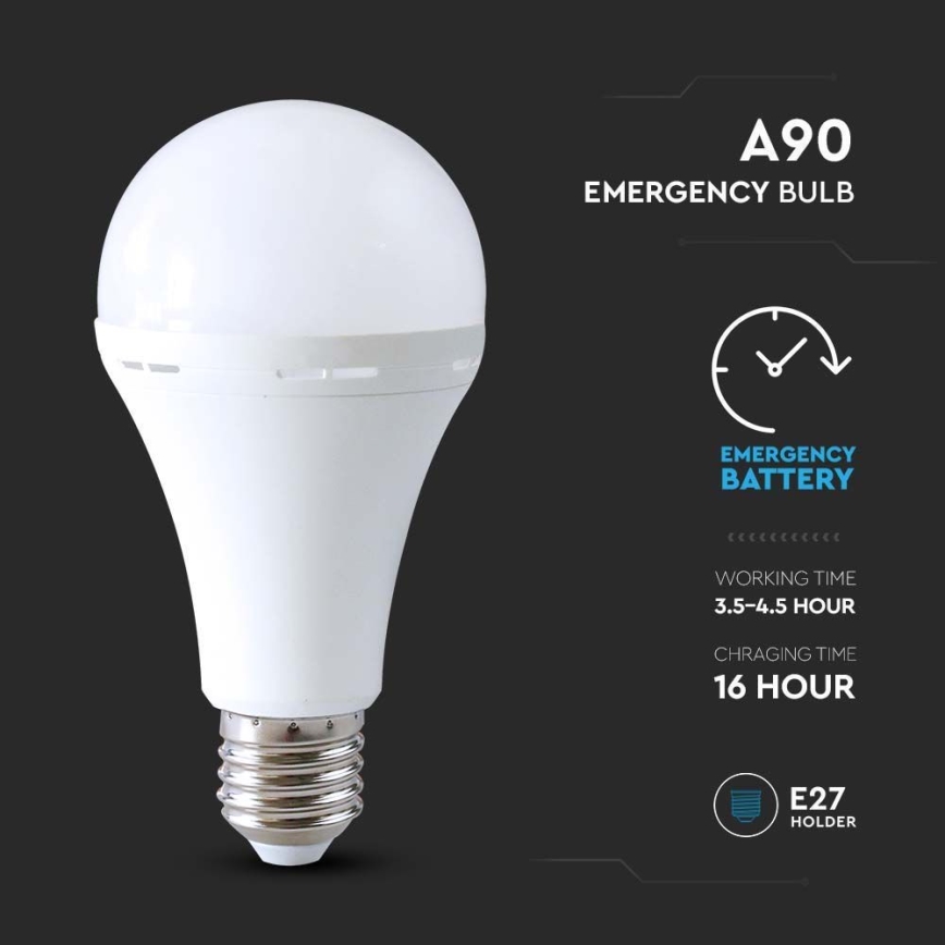 Bombilla LED con modo de emergencia A90 E27/15W/230V 4000K