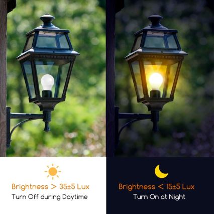 Bombilla LED con sensor crepuscular ECOLINE A60 E27/9W/230V 3000K -  Brilagi