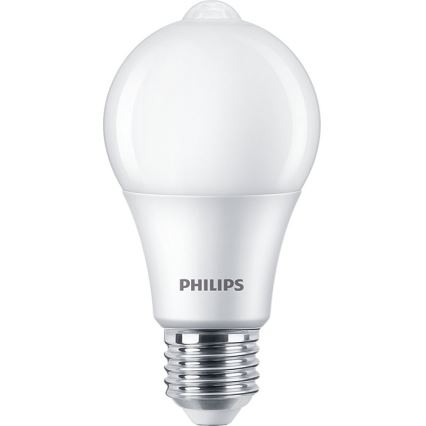 Bombilla LED con sensor Philips A60 E27/8W/230V 2700K