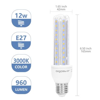 Bombilla LED E27/12W/230V 3000K - Aigostar