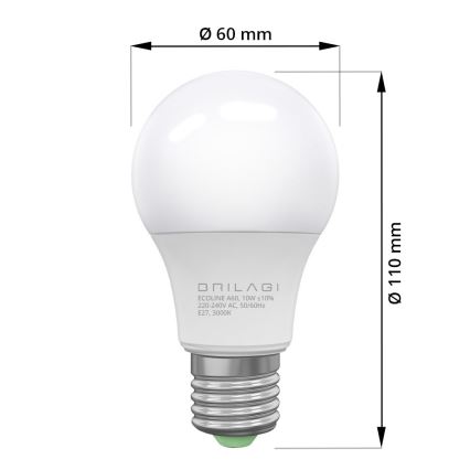 Bombilla LED ECOLINE A60 E27/10W/230V 3000K - Brilagi