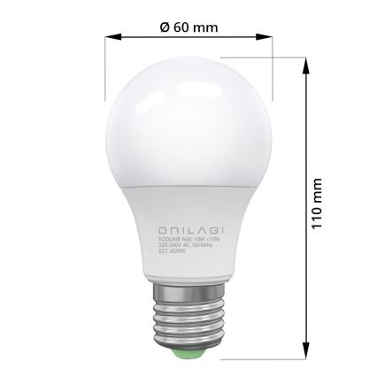 Bombilla LED ECOLINE A60 E27/10W/230V 6500K - Brilagi