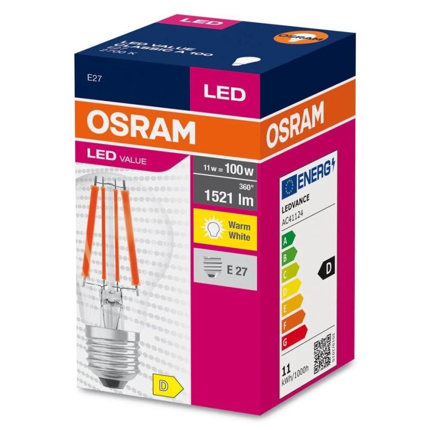 Bombilla LED FILAMENT A100 E27/11W/230V 2700K - Osram