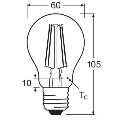Bombilla LED FILAMENT A60 E27/6,5W/230V 2700K - Osram