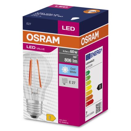 Bombilla LED FILAMENT A60 E27/6,5W/230V 4000K - Osram