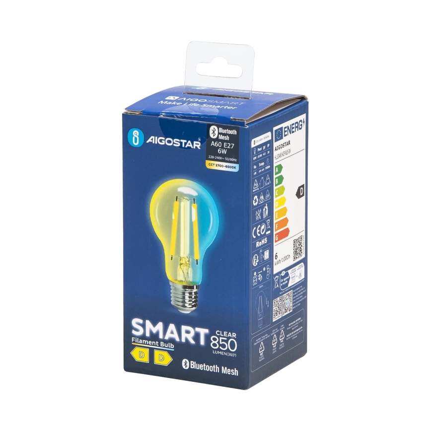 Bombilla LED regulable FILAMENT MESH Inteligente A60 E27/6W/230V 2700-6500K - Aigostar
