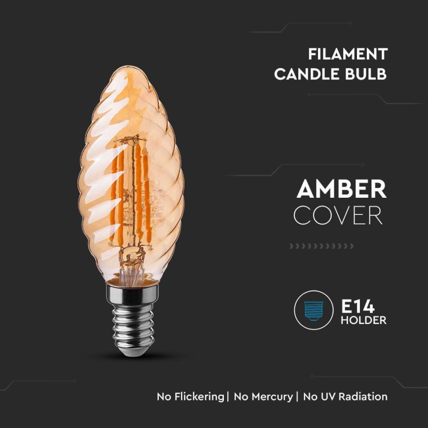 Bombilla LED FILAMENT AMBER E14/4W/230V 2200K