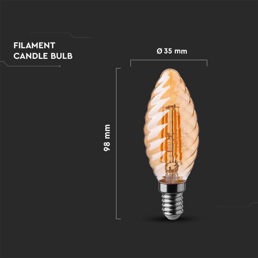 Bombilla LED FILAMENT AMBER E14/4W/230V 2200K