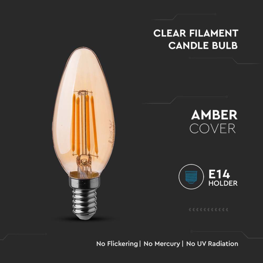 Bombilla LED FILAMENT AMBER E14/4W/230V 2200K