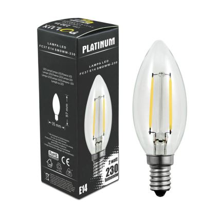 Bombilla LED FILAMENT C37 E14/2W/230V 3000K