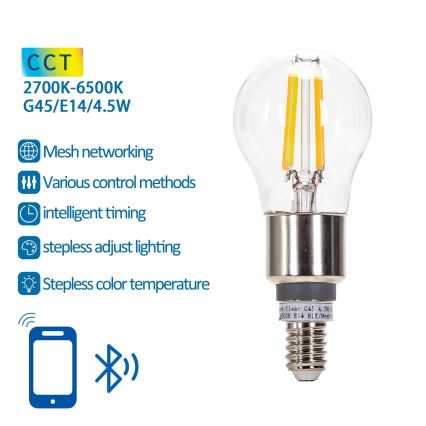 Bombilla LED regulable FILAMENT MESH Inteligente G45 E14/4,5W/230V 2700-6500K - Aigostar