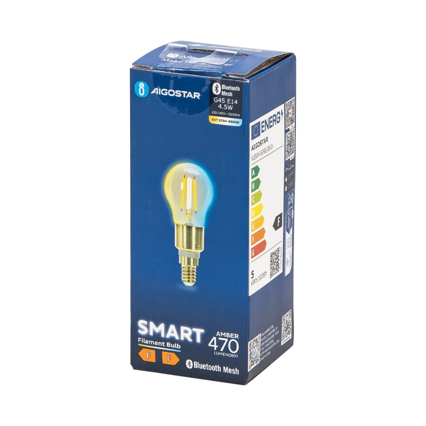 Bombilla LED regulable FILAMENT MESH Inteligente G45 E14/4,5W/230V 2700-6500K - Aigostar
