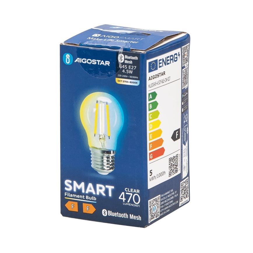 Bombilla LED regulable FILAMENT MESH Inteligente G45 E27/4,5W/230V 2700-6500K - Aigostar