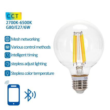 Bombilla LED regulable FILAMENT MESH Inteligente G80 E27/6W/230V 2700-6500K - Aigostar