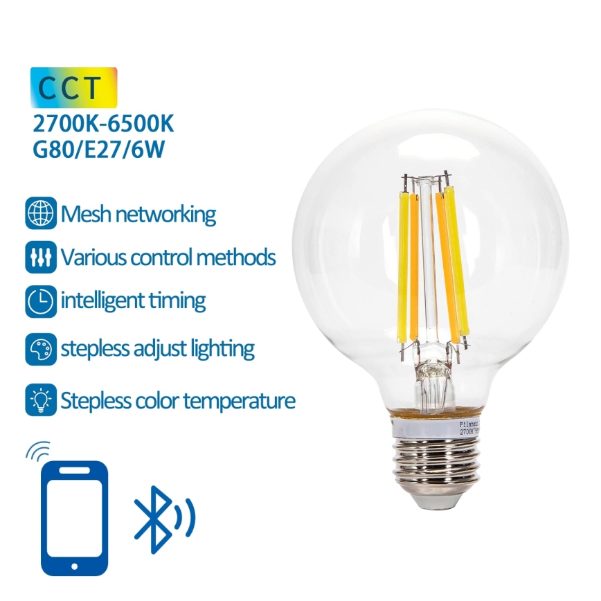 Bombilla LED regulable FILAMENT MESH Inteligente G80 E27/6W/230V 2700-6500K - Aigostar