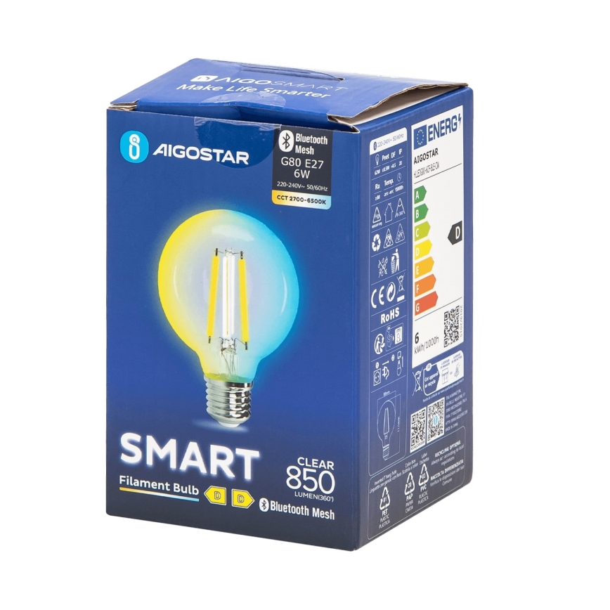 Bombilla LED regulable FILAMENT MESH Inteligente G80 E27/6W/230V 2700-6500K - Aigostar