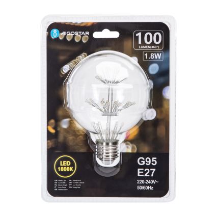 Bombilla LED FILAMENT G95 E27/1,8W/230V 1800K - Aigostar