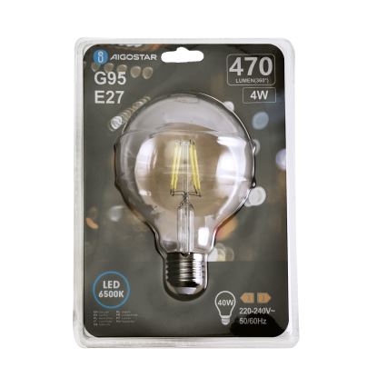 Bombilla LED FILAMENT G95 E27/4W/230V 6500K - Aigostar