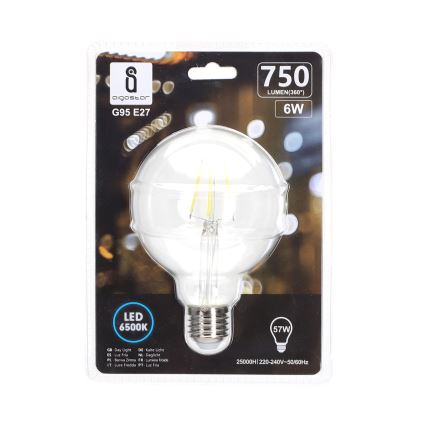 Bombilla LED FILAMENT G95 E27/6W/230V 6500K - Aigostar